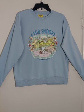 Snoopy club tennis sweatshirt womens M 12-14 blue peanuts graphic crewneck